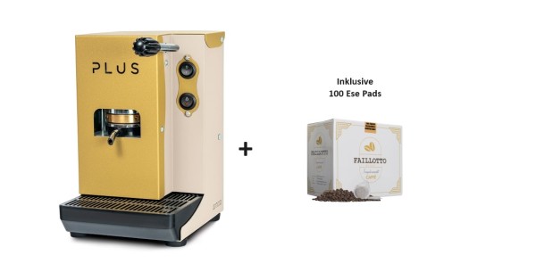 Aroma Plus E.S.E Espressomaschine - Ese Pads Maschine 44mm Elfenbein / Gold ESE + 100 Ese Pads